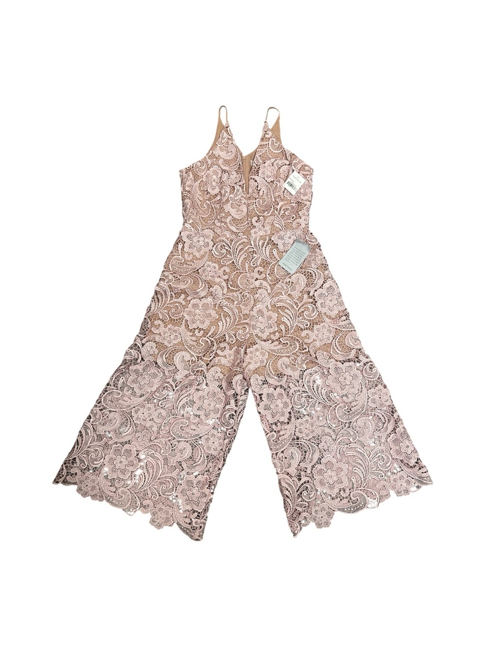 Dress the Population NWT Rose Lace Cropped Wide Leg Jumpsuit Large - Picture 13 of 13